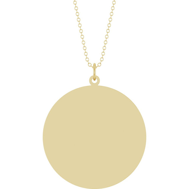 14K Yellow Gold Engravable Round Disc 18" Necklace