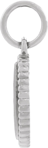 Sterling Silver Beaded Oval Engravable Pendant