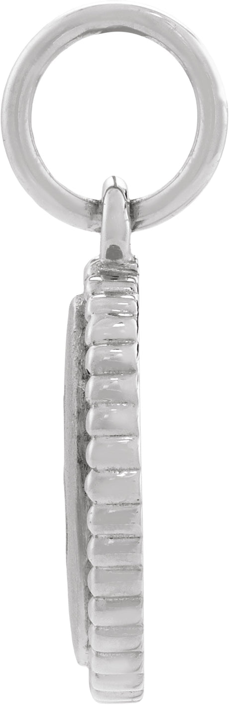 Sterling Silver Beaded Oval Engravable Pendant