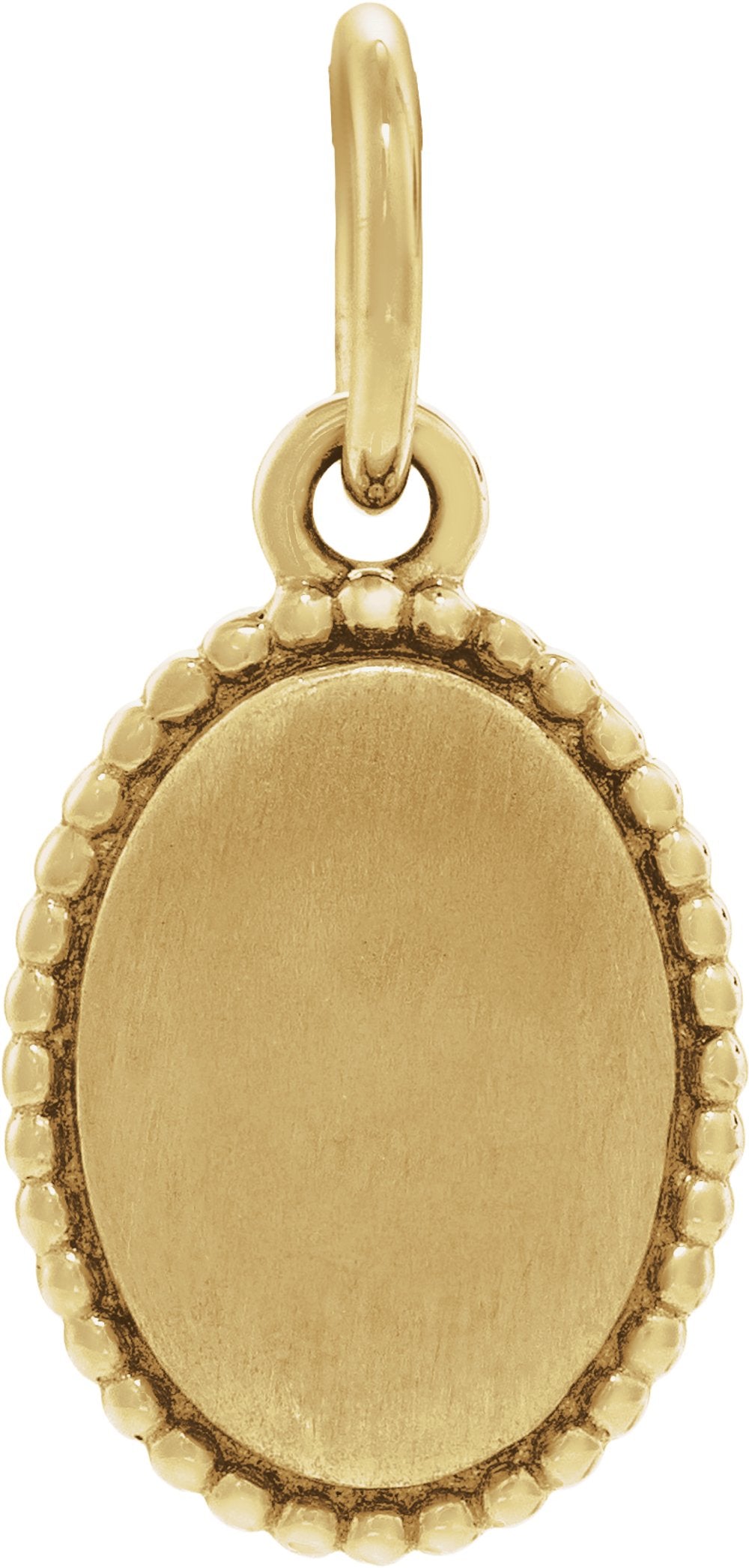 14K Yellow Gold Beaded Oval Engravable Pendant