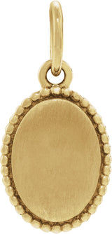 14K Yellow Gold Beaded Oval Engravable Pendant