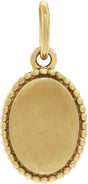 14K Yellow Gold Beaded Oval Engravable Pendant