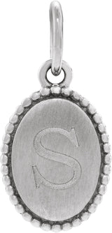 Sterling Silver Beaded Oval Engravable Pendant