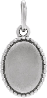 Sterling Silver Beaded Oval Engravable Pendant