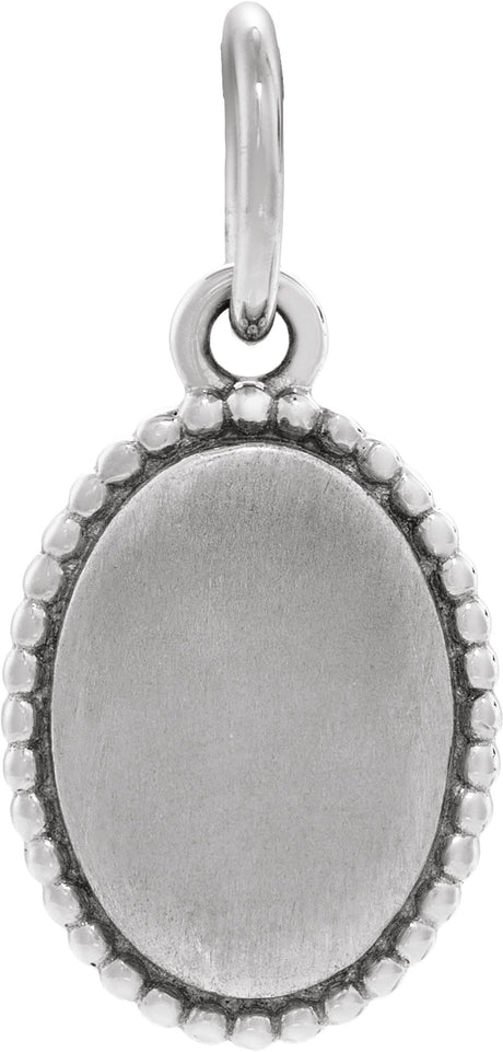 Sterling Silver Beaded Oval Engravable Pendant