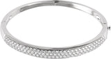 14K White 3 CTW Natural Diamond Pavé Bangle 7" Bracelet