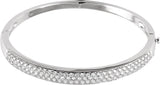 14K White 3 CTW Natural Diamond Pavé Bangle 7" Bracelet