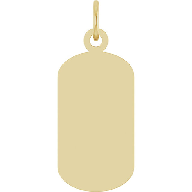 14K Yellow Gold Engravable Dog Tag Pendant
