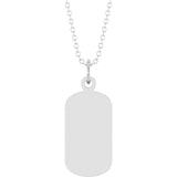 10K White Gold Engravable Dog Tag 18" Necklace