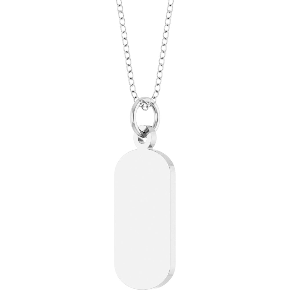 10K White Gold Engravable Dog Tag 18" Necklace