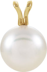 14K Yellow Gold Cultured White Akoya Pearl Pendant
