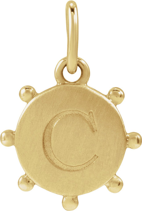 14K Yellow Gold Engravable Beaded Pendant