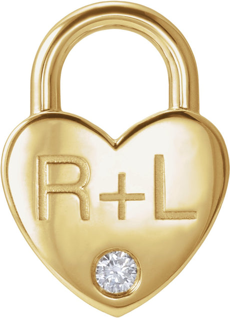 14K Yellow Gold .03 CT Lab-Grown Diamond Heart Locket Charm/Pendant