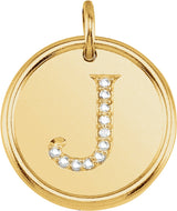 14K Yellow .06 CTW Natural Diamond Posh Mommy® Initial J Pendant