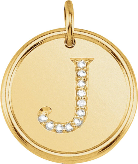 14K Yellow .06 CTW Natural Diamond Posh Mommy® Initial J Pendant