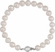 Sterling Silver 8-9 mm Cultured White Freshwater Pearl 7 3/4" Bracelet