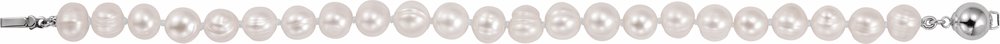 Sterling Silver 8-9 mm Cultured White Freshwater Pearl 7 3/4" Bracelet