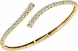 14K Yellow Gold 2 5/8 CTW Lab-Grown Diamond Graduated Bypass Cuff 7" Bracelet