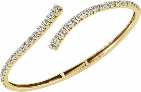 14K Yellow Gold 2 5/8 CTW Lab-Grown Diamond Graduated Bypass Cuff 7" Bracelet