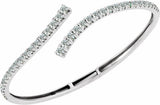 14K White Gold 2 5/8 CTW Lab-Grown Diamond Graduated Bypass Cuff 7" Bracelet