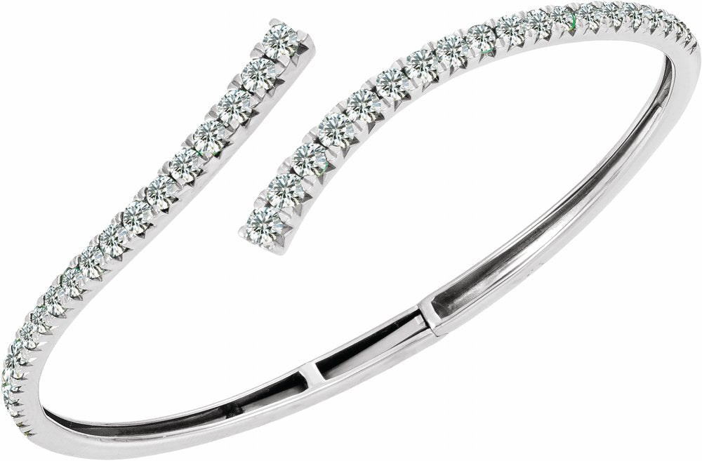 Sterling Silver 2 5/8 CTW Lab-Grown Diamond Graduated Bypass Cuff 7" Bracelet