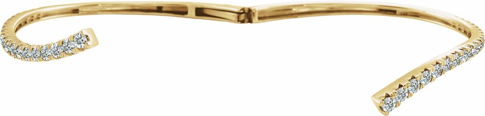 14K Yellow Gold 2 5/8 CTW Lab-Grown Diamond Graduated Bypass Cuff 7" Bracelet