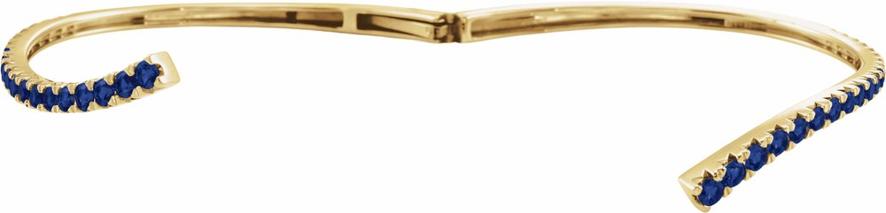 14K Yellow Gold Lab-Grown Blue Sapphire Graduated Bypass Cuff 7 1/4" Bracelet