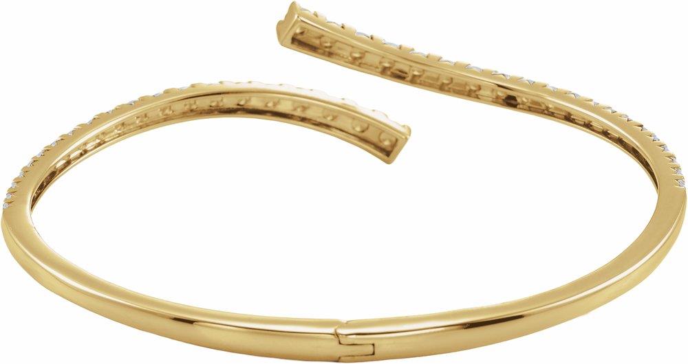 14K Yellow Gold 2 5/8 CTW Lab-Grown Diamond Graduated Bypass Cuff 7" Bracelet