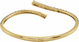 14K Yellow Gold Lab-Grown Blue Sapphire Graduated Bypass Cuff 7 1/4" Bracelet