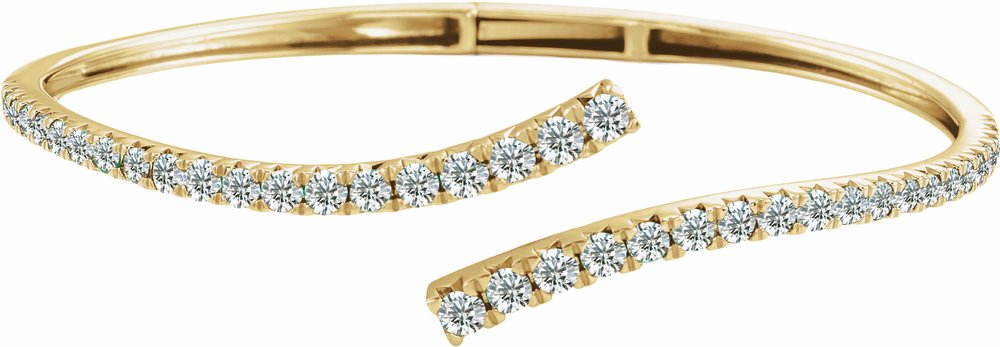 14K Yellow Gold 2 5/8 CTW Lab-Grown Diamond Graduated Bypass Cuff 7" Bracelet