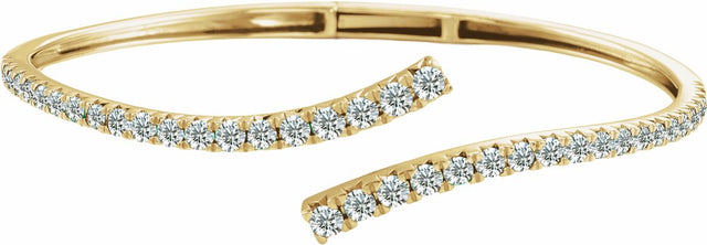 14K Yellow Gold 2 5/8 CTW Lab-Grown Diamond Graduated Bypass Cuff 7" Bracelet