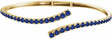 14K Yellow Gold Lab-Grown Blue Sapphire Graduated Bypass Cuff 7 1/4" Bracelet