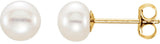 14K Yellow Gold 5-6 mm Cultured White Freshwater Button Pearl Earrings