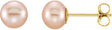 14K Yellow 5-6 mm Cultured Pink Freshwater Pearl Earrings