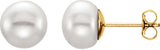 14K Yellow Gold 7-8 mm Cultured White Freshwater Button Pearl Earrings