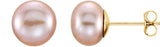 14K Yellow Gold 7-8 mm Cultured Pink Freshwater Pearl Earrings