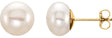 14K Yellow 8-9 mm Cultured White Freshwater Button Pearl Earrings