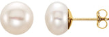 14K Yellow 8-9 mm Cultured White Freshwater Button Pearl Earrings