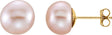 14K Yellow Gold 8-9 mm Cultured Pink Freshwater Pearl Earrings