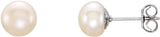 Sterling Silver 6-7 mm Cultured White Freshwater Button Pearl Earrings