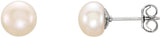 Sterling Silver 6-7 mm Cultured White Freshwater Button Pearl Earrings