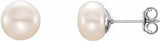 Sterling Silver 7-8 mm Cultured White Freshwater Button Pearl Earrings