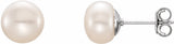 Sterling Silver 7-8 mm Cultured White Freshwater Button Pearl Earrings