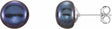 Sterling Silver 8-9 mm Cultured Black Freshwater Button Pearl Earrings
