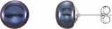 Sterling Silver 8-9 mm Cultured Black Freshwater Button Pearl Earrings