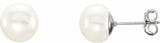 Sterling Silver 8-9 mm Cultured White Freshwater Button Pearl Earrings