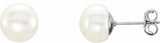 Sterling Silver 8-9 mm Cultured White Freshwater Button Pearl Earrings