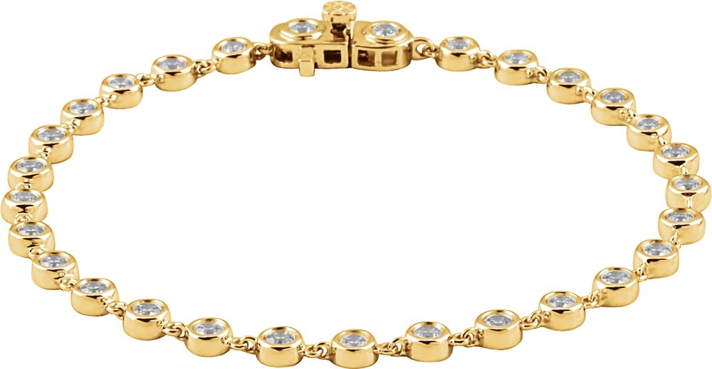 14K Yellow Gold 2 CTW Natural Diamond Bezel Line 7" Bracelet