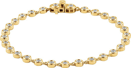 14K Yellow Gold 2 CTW Natural Diamond Bezel Line 7" Bracelet