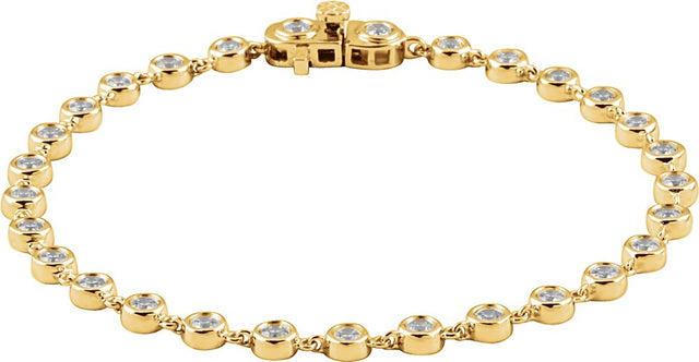 14K Yellow Gold 2 CTW Natural Diamond Bezel Line 7" Bracelet